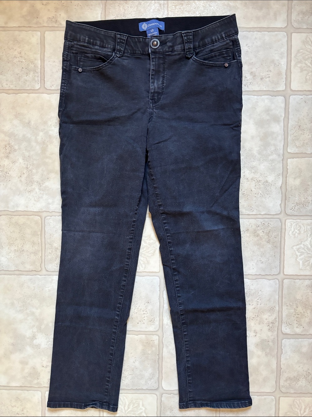 Democracy “Ab”solution black denim straight leg jeans, Women’s size 12 Stretch